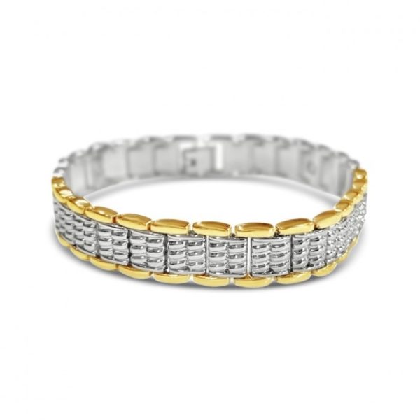 MAGNETIC JEWELLERY BRACELET GOLD & SILVER LINKS B7142