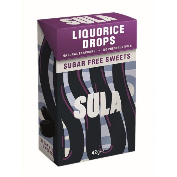 SULA SUGAR FREE SWEETS 42G LIQUORICE DROPS