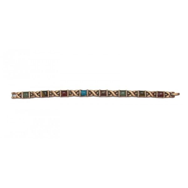 BIO-MAGNETIC BRACELETS BRONZE CROSSES AND COLOURED GEMS PL23N06