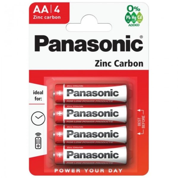 PANASONIC ZINC CARBON BATTERIES AA X 4 (RED)