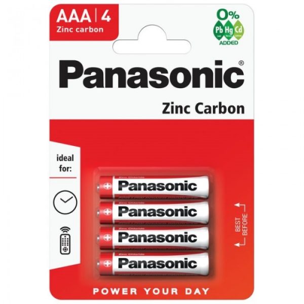 PANASONIC ZINC CARBON BATTERIES AAA X 4 (RED)