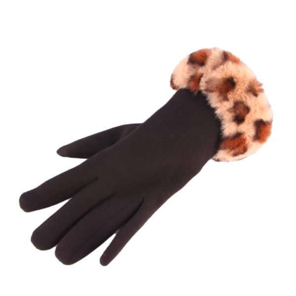 LADIES SUEDE EFFECT GLOVES ASSORTED WITH FAUX FUR TRIM