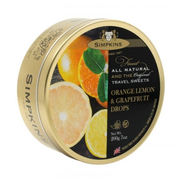 SIMPKINS TRAVEL SWEETS 200G ORANGE, LEMON & GRAPEFRUIT DROPS