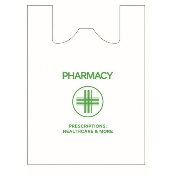 PHARMACY VEST CARRIER BAGS HD 180X280X380MMX18MU (7X11X15X18MU)