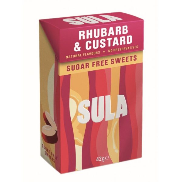 SULA SUGAR FREE SWEETS 42G RHUBARB & CUSTARD