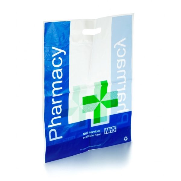 PLASTIC PRESCRIPTION BAG WITH HANDLE PHCP6 - 380 X 290 + 80MM