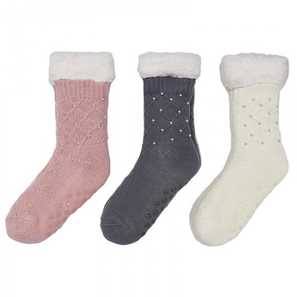 COZY SOCKS WITH PEARLS 3 ASST LP53605