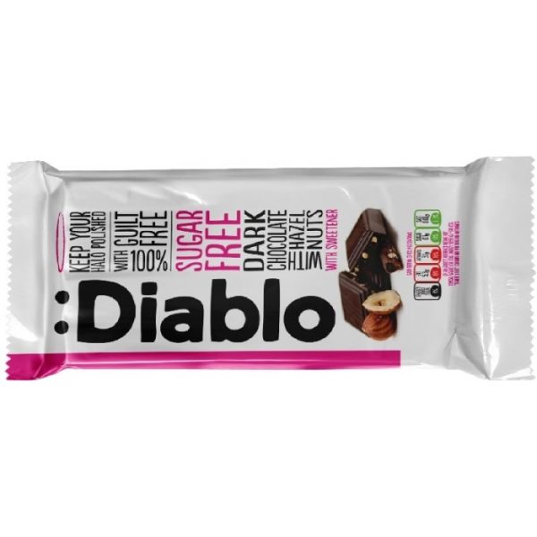 DIABLO SUGAR FREE CHOCOLATE 85G DARK WITH HAZELNUTS