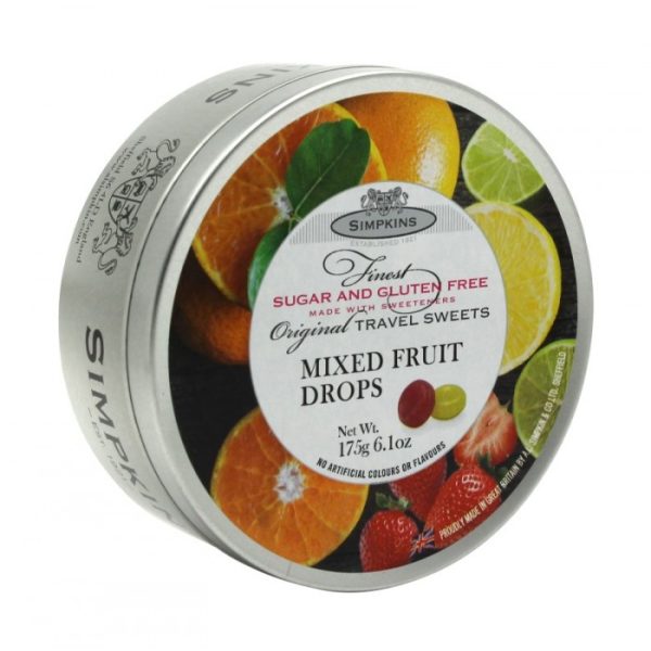 SIMPKINS TRAVEL SWEETS 175G MIXED FRUIT DROPS SUGAR FREE