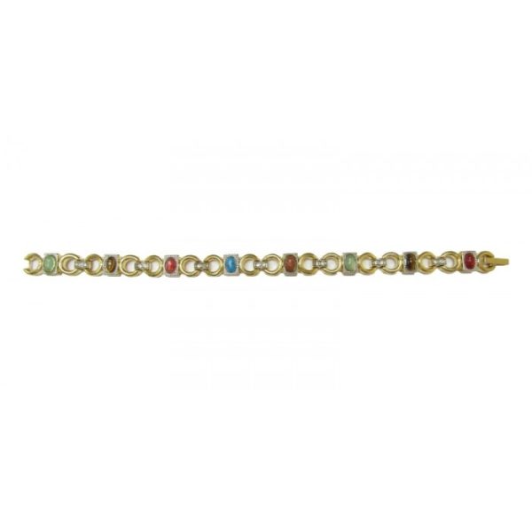 BIO-MAGNETIC BRACELETS GOLD LINKS WITH COLOURED GEMS PL23N05