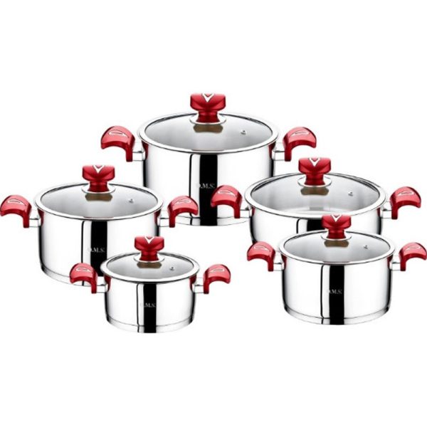 OMS CYLINDER SHAPED MODEL Z-TYPE COOKWARE 10 PIECES (INCLUDING LIDS)