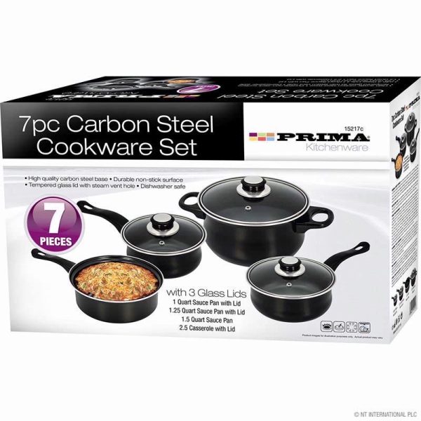 PRIMA COOKWARE SET 7PC BLACK