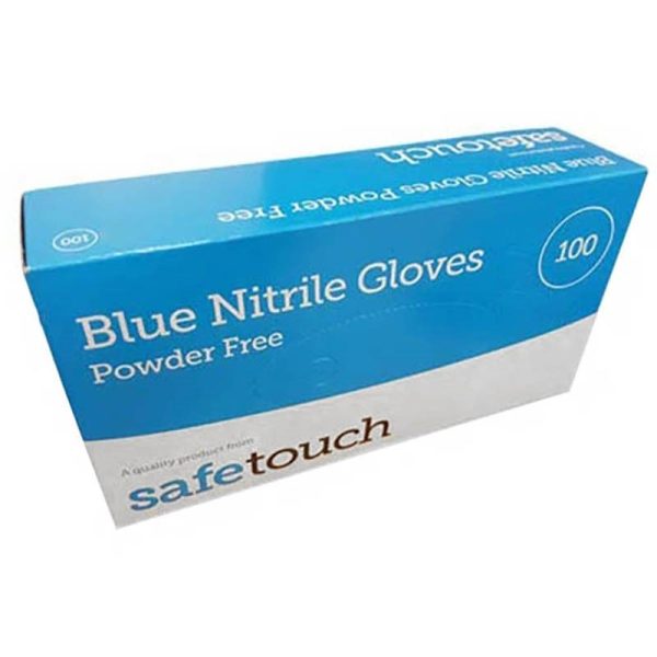 SAFETOUCH BLUE NITRILE POWDERFREE 100 GLOVES MEDIUM