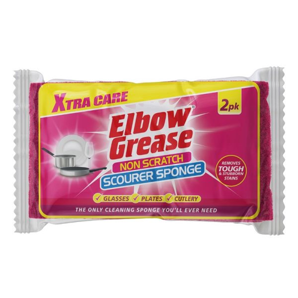 ELBOW GREASE NON SCRATCH SCOURER SPONGE PACK OF 2