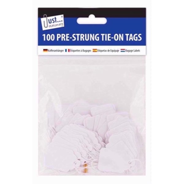 JUST STATIONERY TAGS TIE ON 100 25X39MM