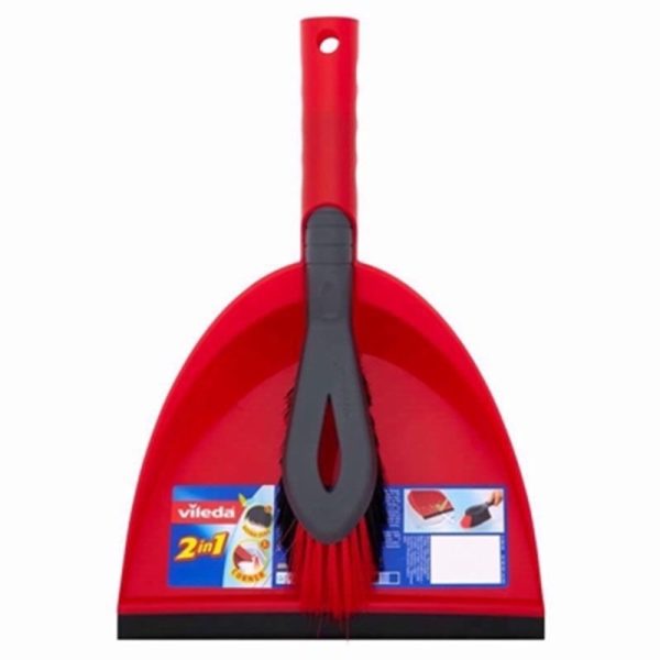 VILEDA RED DUSTPAN & BRUSH