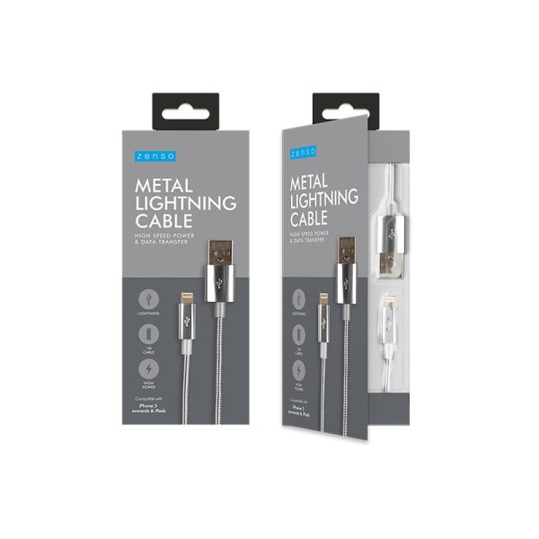 ZENSO METAL LIGHTING CABLE 1M SUITABLE FOR IPHONE 5 & ONWARDS