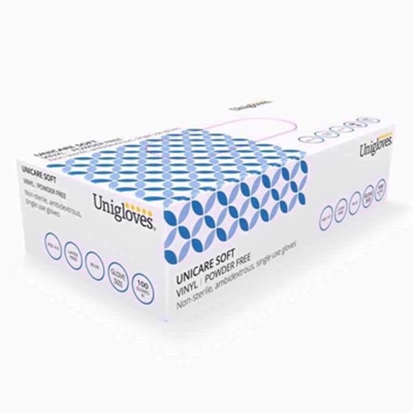 UNICARE VINYL BLUE POWDRFREE 100 GLOVE SMALL