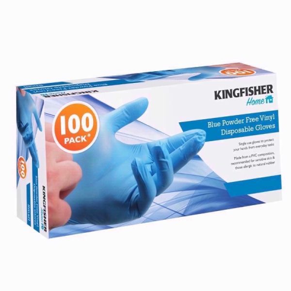 VINYL BLUE POWDERFREE100 GLOVES MEDIUM