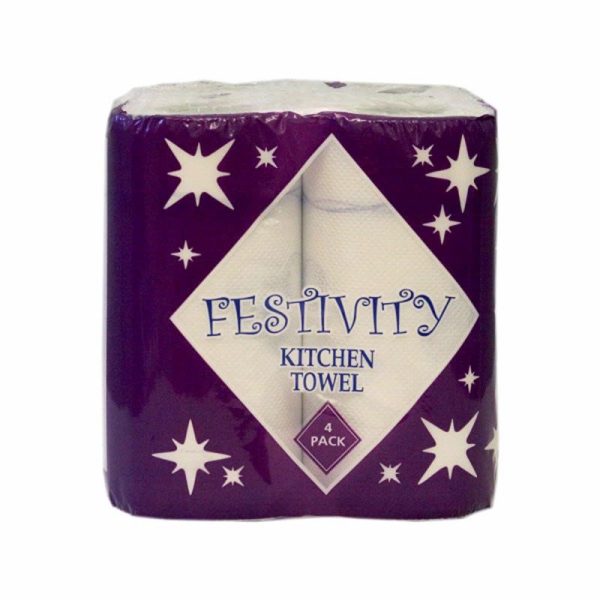 KITCHEN TOWEL FESTIVITY 4 ROLL PACK OF 6