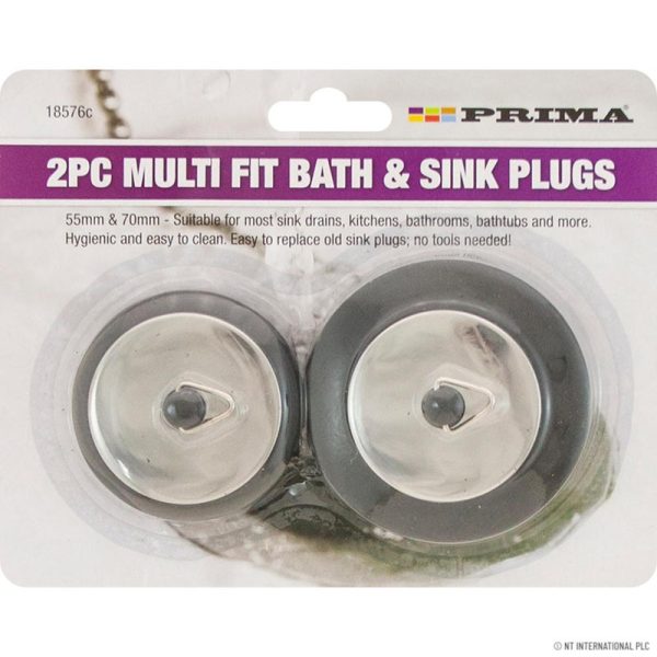 PRIMA 2PC MULITFIT BATH AND SINK PLUGS