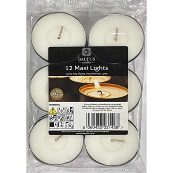 BALTUS MAXI LIGHTS 10HRS WHITE PACK OF 12