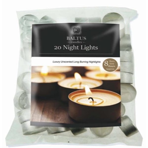 BALTUS NIGHT LIGHTS 8HRS UNSCENTED PACK OF 20