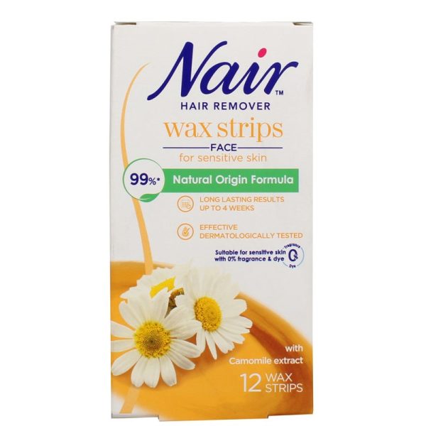 NAIR FACIAL WAX STRIPS 12S PACK OF 6