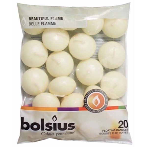 BOLSIUS 20 FLOATING TEALIGHTS IVORY