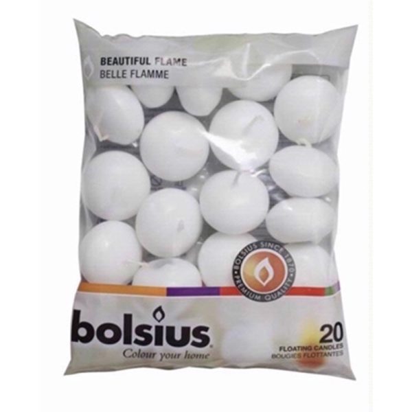 BOLSIUS 20 FLOATING TEALIGHTS WHITE