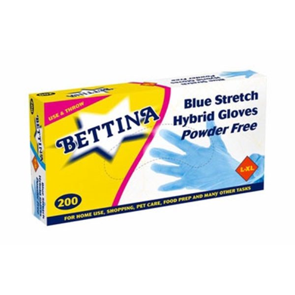 BETTINA POWDER FREE HYBRID GLOVES 200 PC L-XL