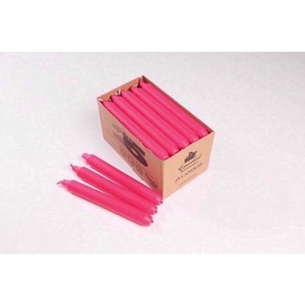 BOX 25 FUSHIA PINK CANDLES 7 HRS