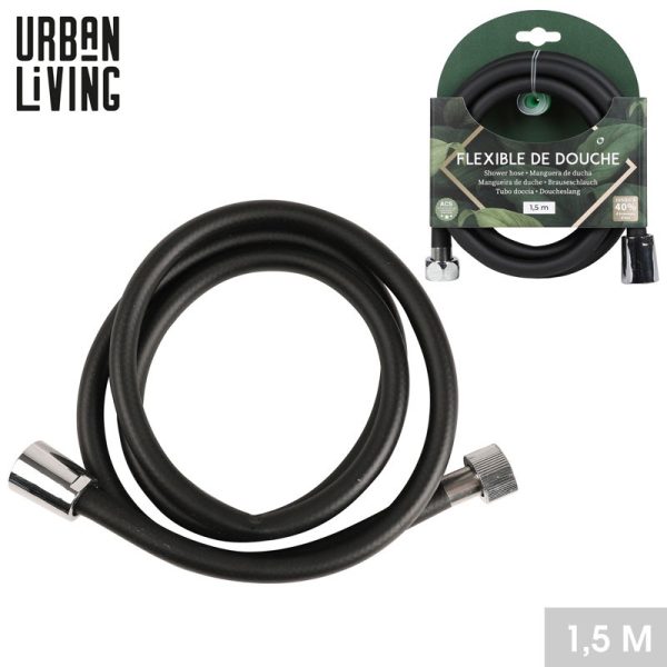 URBAN LIVING FLEXIBLE SHOWER HOSE 1.5M BLACK