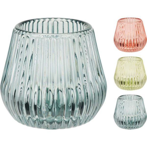 GLASS TEALIGHT HOLDER 3 ASSORTED HC6703070