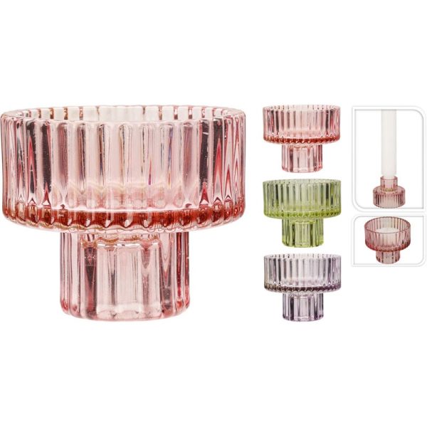 GLASS TEALIGHT HOLDER 3 ASSORTED HC6703040