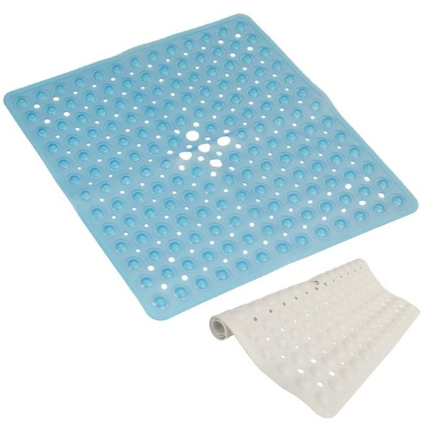 TOP 3 NON-SLIP SHOWER MAT WITH SUCTION CUPS BLUE 53X53CM