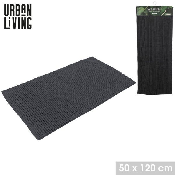 URBAN LIVING CENILLE BATHMAT 50X120CM BLACK