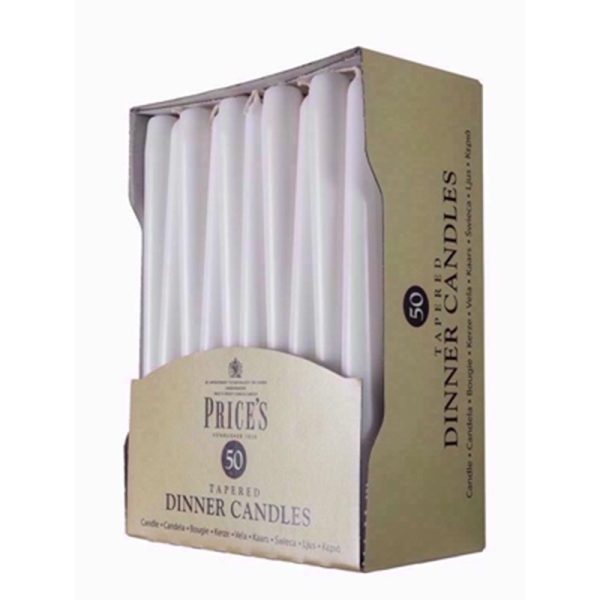 PRICES 50 CATERING DINNER CANDLES WHITE (SP)