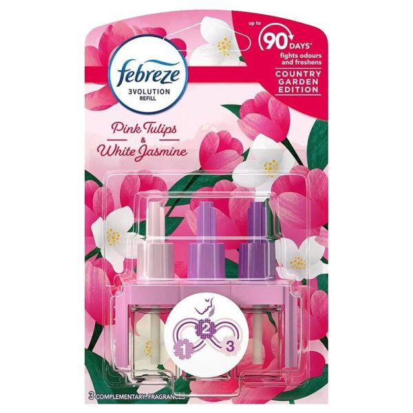 FEBREZE 3VOL REFILL PINK TULIPS & WHITE JASMINE 20ML PACK OF 6