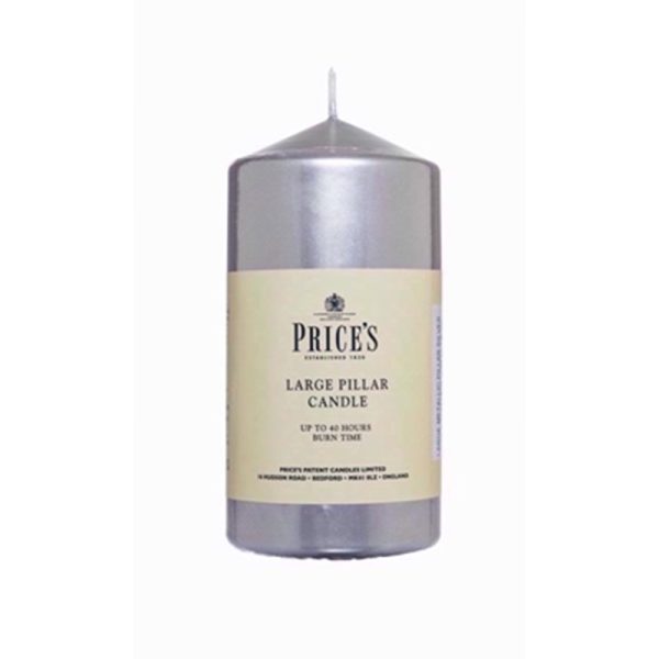 PRICES PILLAR CANDLE 6 INCH SILVER