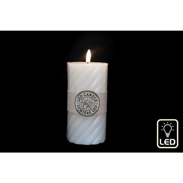 TWIST CANDLE LED CREAM 15CM