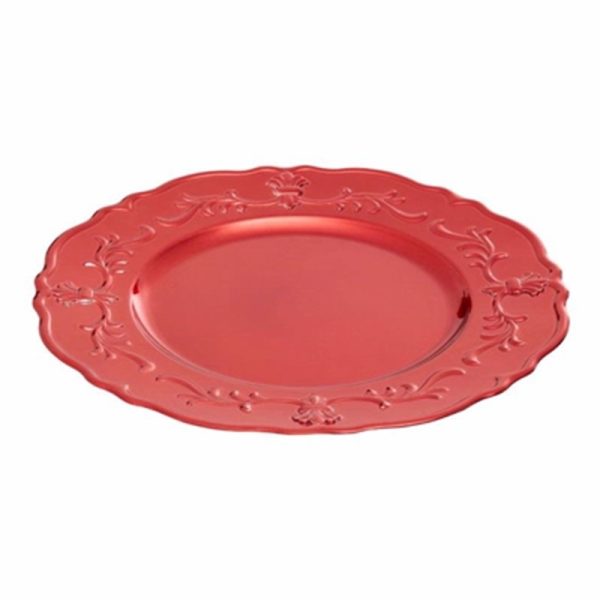 CHARGER PLATE RED BAROQUE 33CM