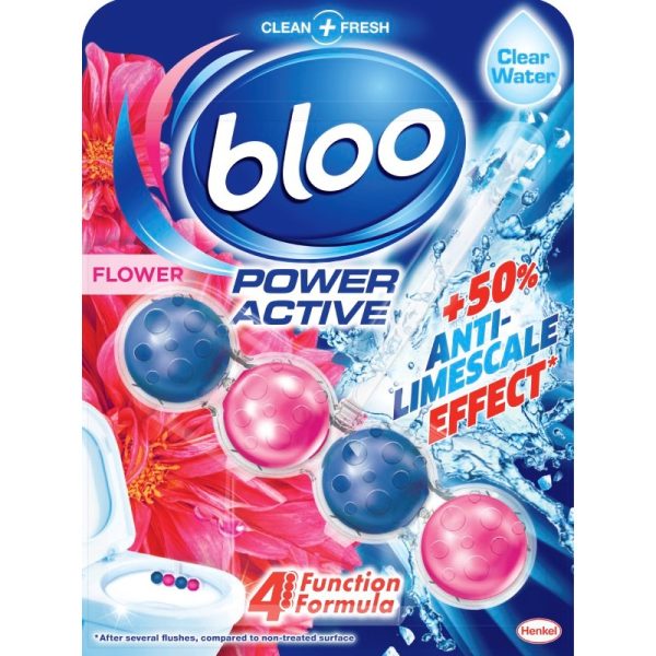 BLOO POWER ACTIVE CLEAR WATER TOILET RIM BLOCK FLOWER PACK OF 6