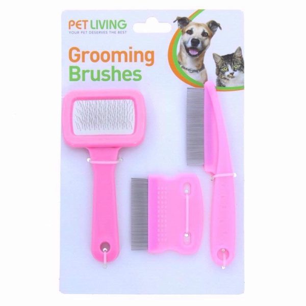 PET LIVING GROOMING BRUSHES 3PC