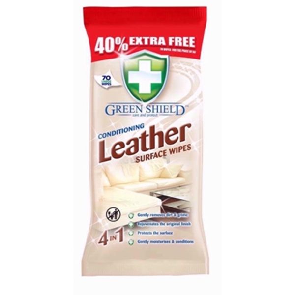 GREEN SHIELD LEATHER WIPES 70S PACK OF 12