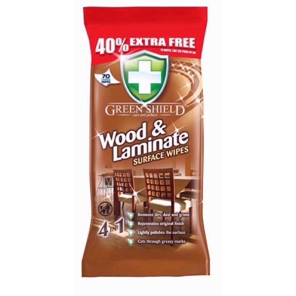 GREEN SHIELD WOOD & LAMINATE WIPES 70S PACK OF 12