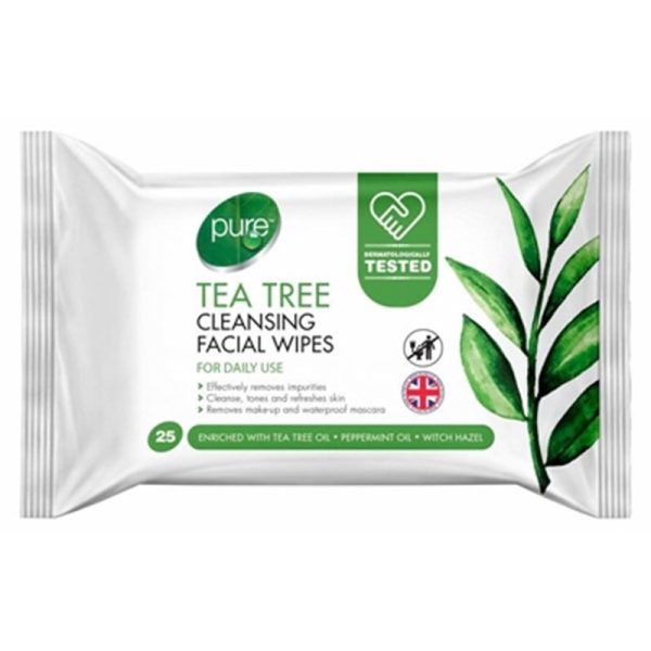 PURE WIPES TEA TREE 25S PACK OF 12