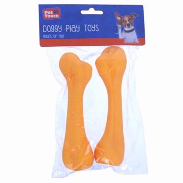 PET TOUCH TOY VINYL SQUEAKY BONES 2PC