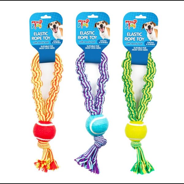 PETS PLAY JUMBO ELASTIC ROPE TOY WITH BALL