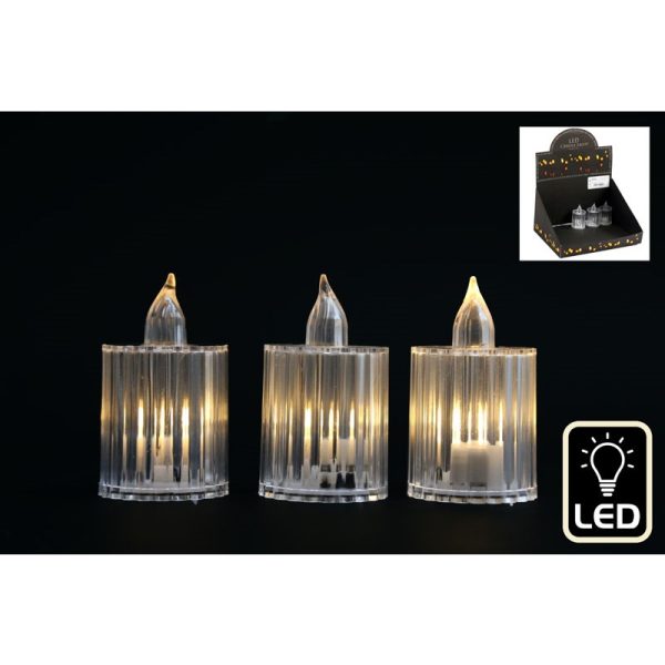 LED RIBBED ACRYLIC CANDLE